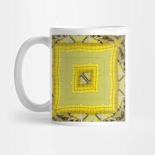 square format design in shades of yellow and grey Mug